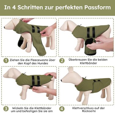 Теплий зимовий пуловер для собак Queenmore з флісу, тепла куртка для собак, жилет для такси, чихуахуа, бульдога (S, оливковий)