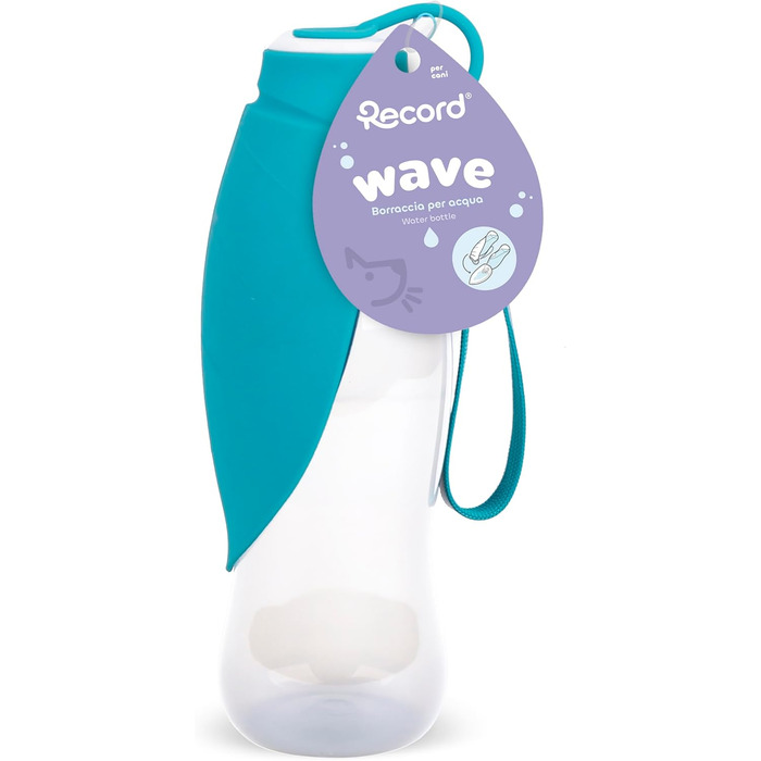Водяний диспенсер Record з пляшкою - практичний та функціональний - силікон, 400 мл, 8 x 23 см, колір морської хвилі - для прогулянок та подорожей