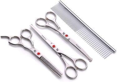 Набір професійних ножиць для грумінгу тварин, нержавіюча сталь, 6.0 дюймів, 6.5 дюймів, вигнуті ножиці, безпечні закруглені кінчики