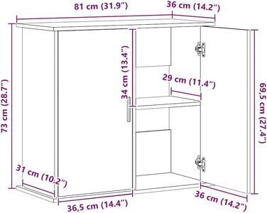 Підставка для акваріума VidaXL з імітацією старого дерева, 81x36x73 см, ДСП