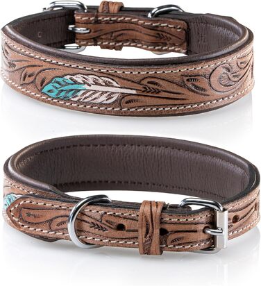 Стильний шкіряний нашийник для собак Джек Рассел від Unikat: ручна робота, м'який, багатокольоровий, з натуральної шкіри буйвола, XL (48-58 см)