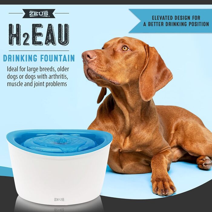 Автоматична питильна фонтан-поїлка для собак Zeus, 6 літрів, біло-блакитна