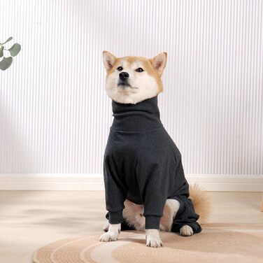 Теплий флісовий халат для собак на зиму, теплий пуловер для собак з ніжками, м'яка чотирилапа куртка для маленьких та середніх собак, халат для собак, флісовий піжамний одяг для собак, темно-сірий, розмір M