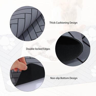 Килимок для годівлі собак та котів, суперпоглинаючий, антиковзний, швидковисихаючий, легко миється (Світло-сірий, 30x50 см)