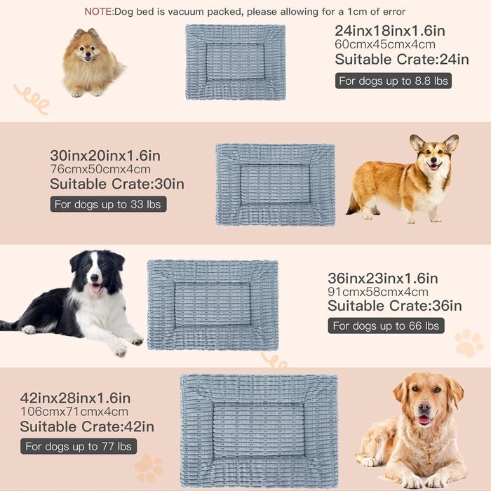 Килимок для собак IEUUMLER, м'який, з memory foam, 100x80 см (Full Grey, XL)