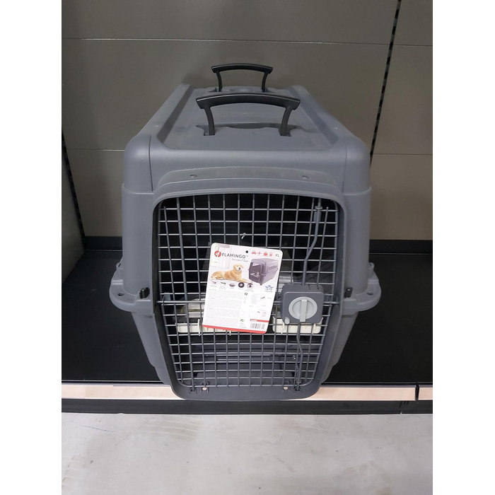 Клітка-переноска для собак Flamingo Lanta – темно-сіра | Розмір L (56 × 80 × 59,5 см) | Безпечна, практична та комфортна переноска для вашого собаки