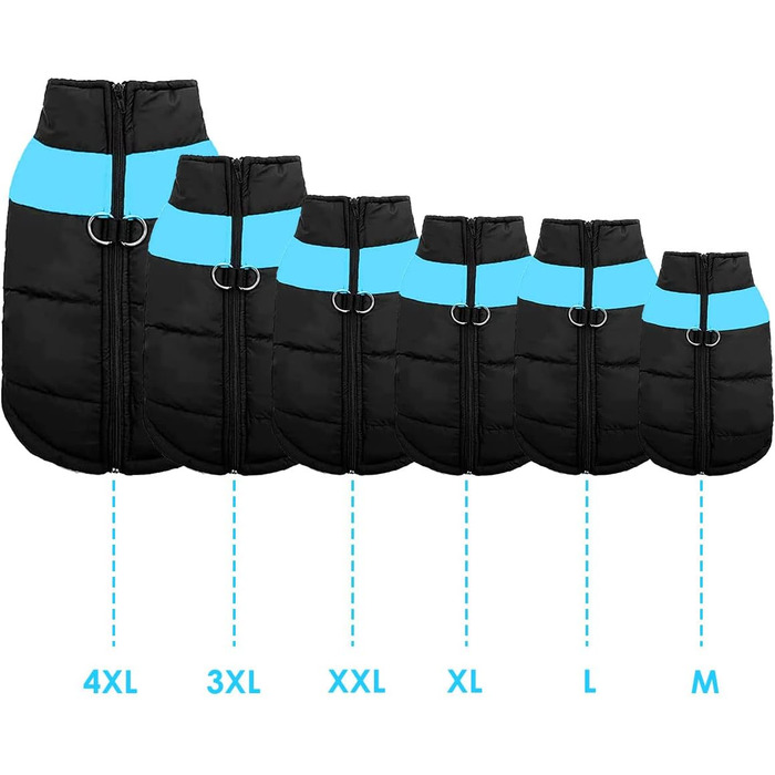 WELLXUNK Куртка для собак, тепла, водонепроникна, для маленьких та великих собак (3XL, блакитна, 83 см)