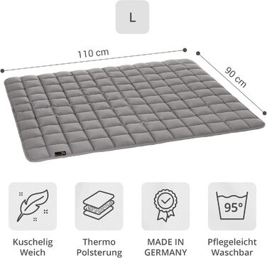 Килимок для собак Pointer 130 x 110 см, м'який та зносостійкий - легко миється до 95°C, захист підлоги та дивану - підходить для вулиці (L - 110x90 см, світло-сірий)