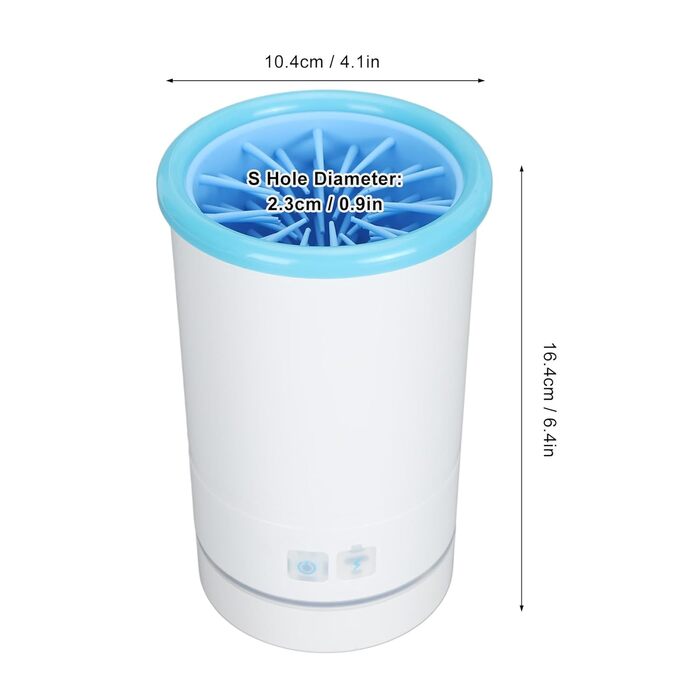 Автоматичний мийка лап для собак з м'якою щетиною, електрична, USB, перезаряджувана, портативна, білий/блакитний (S)