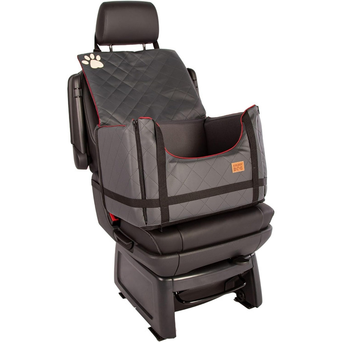 Автомобільний лежак для собак Golden Dog - сірий, 65x53x27 см, з кріпленням на ремінь безпеки, водонепроникний, для пасажирського сидіння, складаний