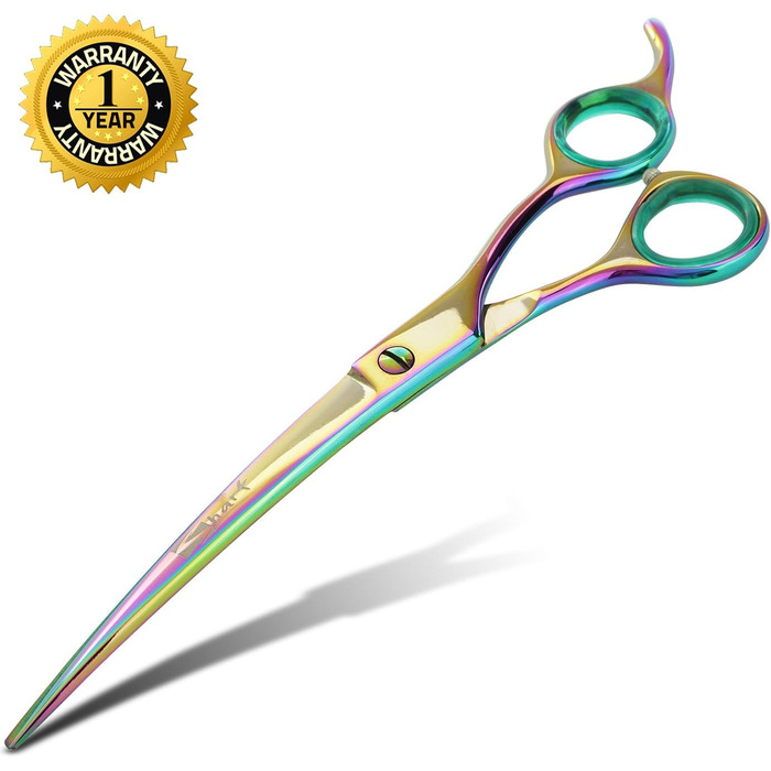 Професійна фен-ножиці Sharf для грумінгу домашніх тварин, вигнуті, 21.6 см, японські ножиці для собак, котів та дрібних тварин, серія Rainbow 8.5 дюймів