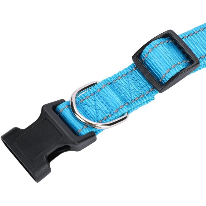 Нашийник для собак Türki з нейлону, з гравіюванням, світловідбиваючий, для великих, середніх та маленьких собак (S, блакитний)