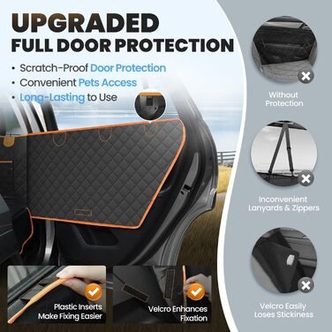 Водонепроникний захист для автосидіння для собак з піною-ефект-ящиками та жорсткою основою, подовжувач заднього сидіння для собак з покращеним захистом дверей, лежанка для собак для подорожей, кемпінгу, підходить для