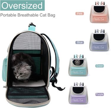 Рюкзак для кота та собаки PETCUTE з сіткою, дихаючий, з поводком, знімний килимок, блакитний