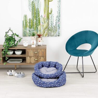 Кругле ліжко для собак та котів Baroni Hoe з м'якої тканини, 45x55 см, чорно-червоне з коронами