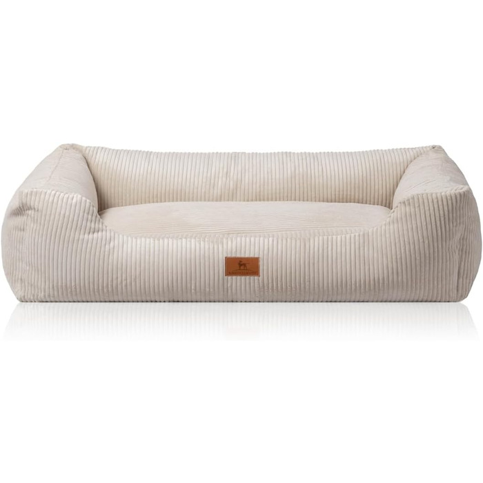 Лежак для собак Knuffelwuff Olivia XL 105x75 см, бежевий, кордовий матеріал, знімний чохол, для великих, середніх і малих собак, праний