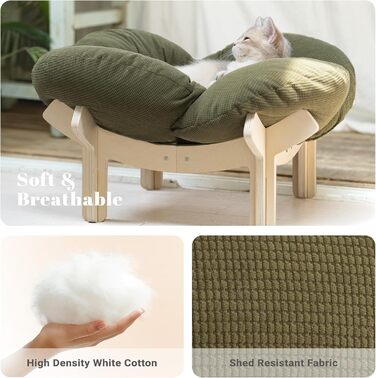 Зелене ліжко-лежанка для котів CheerPals, 55x55 см, м'яке, стильне, для сну