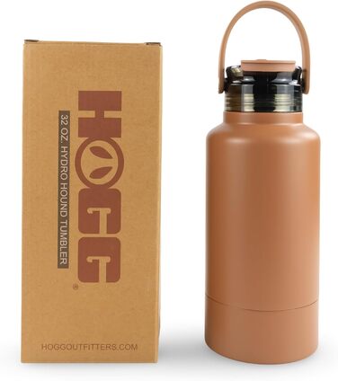 Водяна пляшка для собак Hogg Hydro Hound, 907.2 г, з ізоляцією, нержавіюча сталь, чорний колір, з принтом лап, для мами та собаки