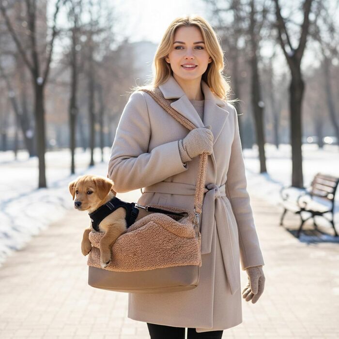 Транспортна сумка для котів та собак - водонепроникна сумка-переноска для тварин, з безпечним кріпленням, для маленьких та середніх порід, коричнева