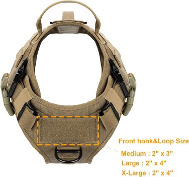 Тактична шлея для собак ICEFANG XL з 2 ручками, MOLLE, антипотяг, для нашивки, койот коричневий