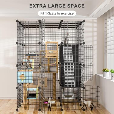 PAWING Великий вольєр для котів Indoor з кубом для зберігання, Catio Outdoor, металевий дріт, вольєр, знімна котяча кімната, ігровий майданчик 3x3x4, вольєр для котів Kitty з платформою для 1-3 котів, 41L x 41W x 55H