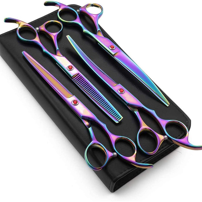 Набір професійних ножиць для грумінгу собак, ножиці для догляду за шерстю, з ножицями для фінальної обробки, нержавіюча сталь, для всіх порід собак та котів