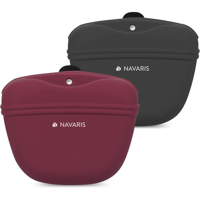 Набір з 2 Silikon Futterbeutel Navaris для собак - мішечки для ласощів, сухого та вологого корму (сірий & червоний)