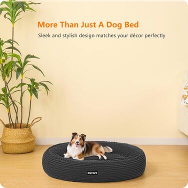 Кругле ліжко для собак середніх порід, котяче ліжко, м'яке, зручне, корзина для собак, донат, ліжко для собак, знімний, антиковзаючий, Ø 80 см, темно-сірий, розмір 80 x 80 x 20 см