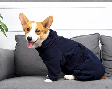 Теплий зимовий костюм для собак: флісова куртка-комбінезон для маленьких та середніх собак, тепла флісова куртка з капюшоном, зелений (синій, M)