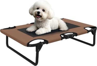 PawHut лежанка для собак на вулицю, піднята лежанка для великих собак, складана лежанка для домашніх тварин з сітчастим сталевим каркасом, лежанка для тварин на вулицю, кемпінг, 107x61x20 см, (Д 75 x Ш 51 x В 18 см, Кофе)