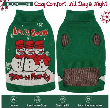 Светр для собак IECOii з коміром-моторолкою, флісовий пуловер, різдвяний пуловер для собак, теплий в'язаний пуловер на Хелловін, 5XL, зелений