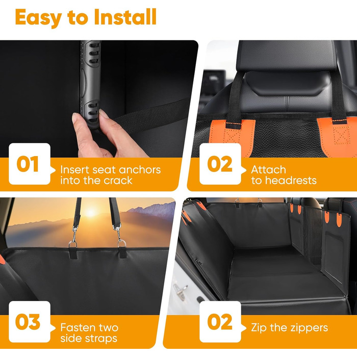 Автоматичний килимок для собак у машину BugyKido, захист заднього сидіння, водонепроникний, анти-царапин, до 180 кг