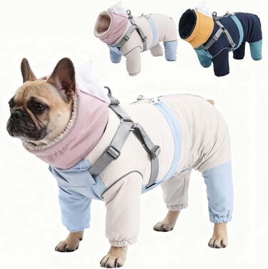 Теплий зимовий комбінезон для собак з інтегрованим захисним жилетом, світловідбиваючими елементами, XL, блакитний