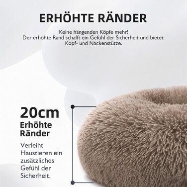 М'яке та затишне ліжко для собак та котів, кругле, плюшеве, ліжко-софа, для маленьких, середніх та великих тварин, ліжко у вигляді пончика, 50x50x20 см, колір: кавовий
