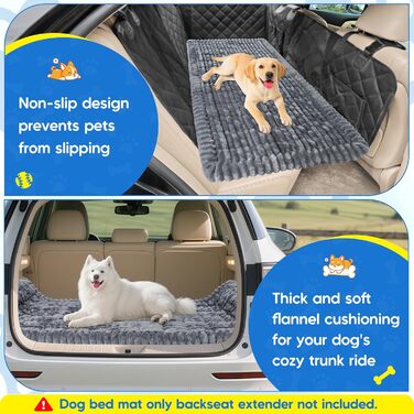 Килимок для собак у машину Loiion, антиковзаюча підстилка на заднє сидіння, м'яка автодеки для собак, 127×62,5x2,5 см, темно-сірий