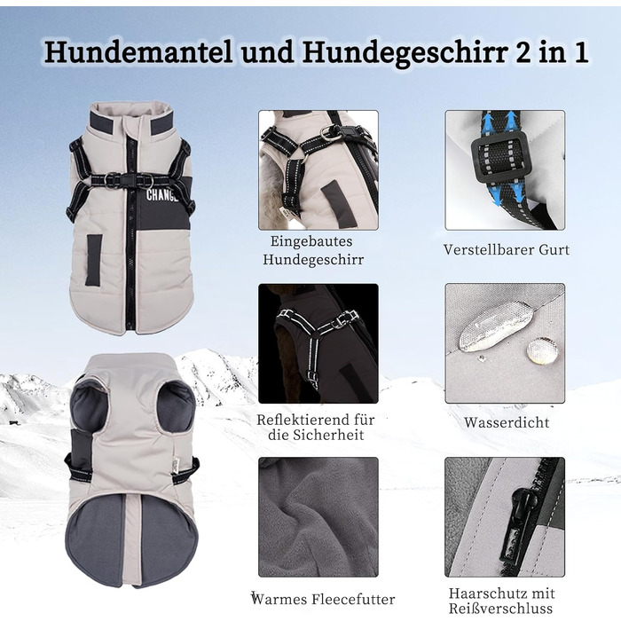 Зимовий одяг для собак: тепла куртка, жилет, одяг для маленьких та середніх собак, білий колір