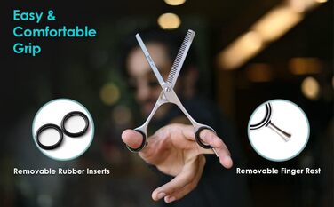 Професійна ножиця для догляду за волоссям, ножиці для стрижки, леза гострого бритви, загальна довжина 16,5 см, з шкіряним чохлом