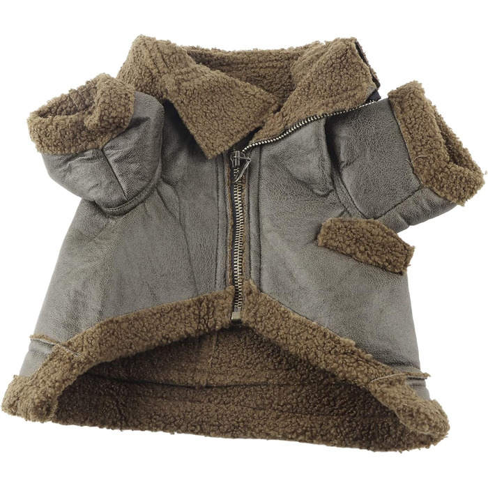 Зимова куртка для собак Pssopp з PU-шкіри, плюшевий підкладка, для маленьких, середніх та великих собак, для прогулянок на вулиці (XL, XL)