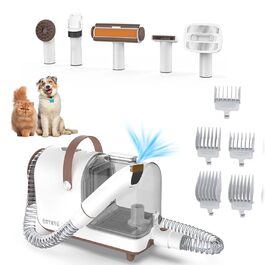 Набір для грумінгу Emmi-pet Grooming Kit Home – 6в1: машинка для стрижки собак, пилосос, тример, гребінець, 6 професійних насадок, 3 рівні всмоктування, догляд за собаками та котами, тихий мотор, контейнер 2.5л