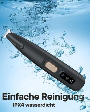 Триммер для собак та котів Pfotentrimmer з LED-підсвічуванням, 18 мм, тихий (35 дБ), водонепроникний, акумуляторний, для догляду за лапами, вухами, обличчям та хвостом (чорний)