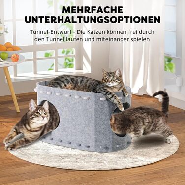 Кігтеточка-будиночок для котів Solview з фетру, сіра, 58x33x30 см