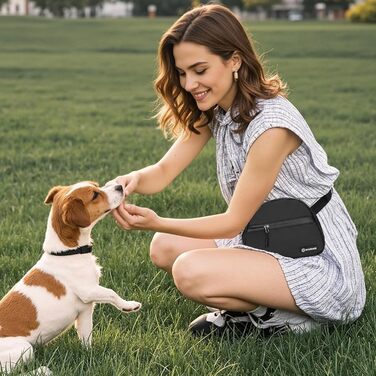 Сумка для дресирування собак Leckerlibeutel, з невеликим кишеньковим мішечком, вбудованим диспенсером для пакетів та тримачем для собачих екскрементів, кремового кольору (чорний)