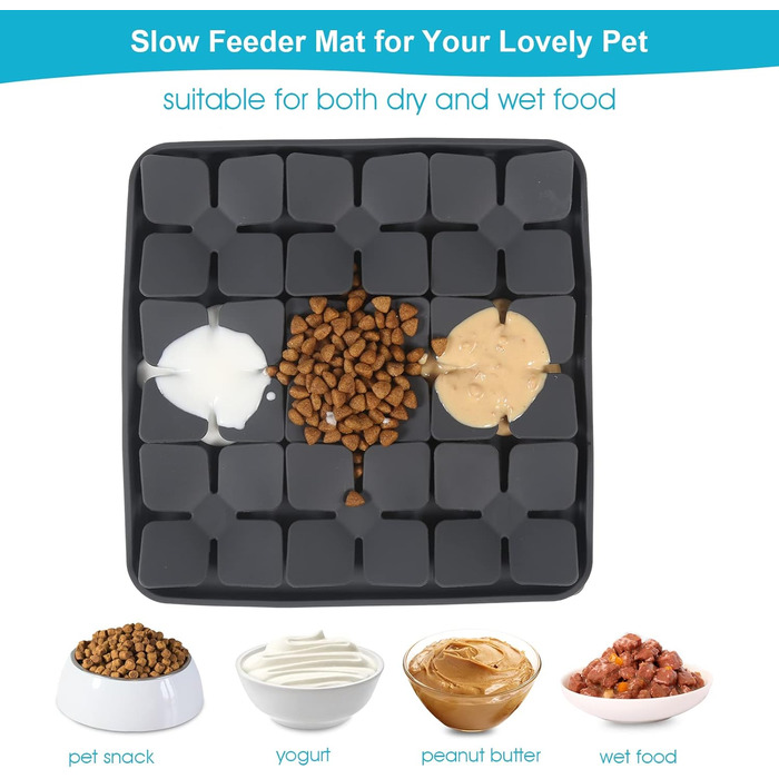 Килимок для собак VOOWO, силіконовий килимок-нюхалка для собак, миска-лежанка Slow Feeder з присосками для малих, середніх та великих собак (Сірий, маленький)