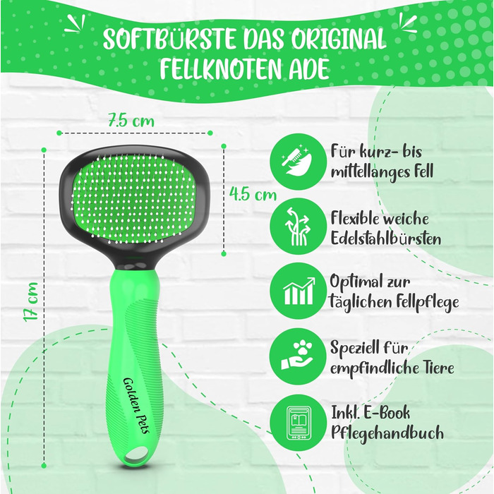 М'яка щітка для тварин Testurteil Sehr Gut: ідеальна для котів та собак, з захисними нопочками, розмір M (є розмір S)
