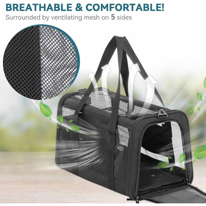 Транспортна сумка для котів та собак Petsfit, складана переноска для собак та котів, дихаюча переноска для собак, авіапереноска для домашніх тварин в авто, літаку або поїзді