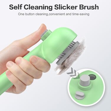 Розпушувач для котів: щітка для догляду за шерстю, видалення ковтунів та бруду (зелений)