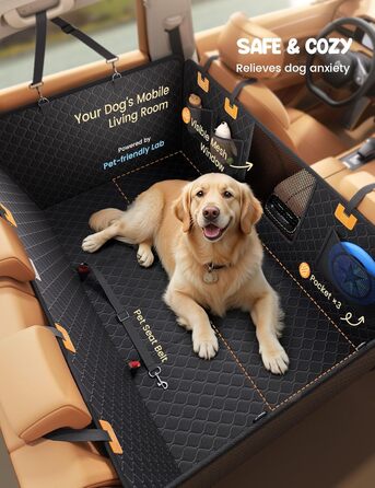 Захист для заднього сидіння авто Lamicall: водонепроникний килимок для собак, міцний, до 195 кг, для легкових автомобілів та SUV
