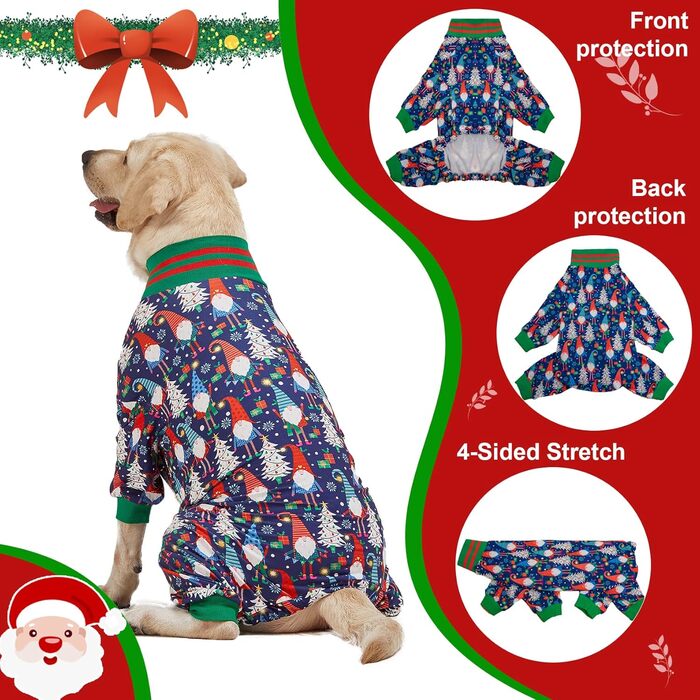 Піжама для собак великих порід LovinPet з різдвяним принтом 