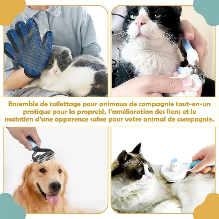 Набір для догляду за собаками та котами Balu – професійний 5-в-1: машинка для стрижки, щітка, гребінець, ножиці, видалення шерсті