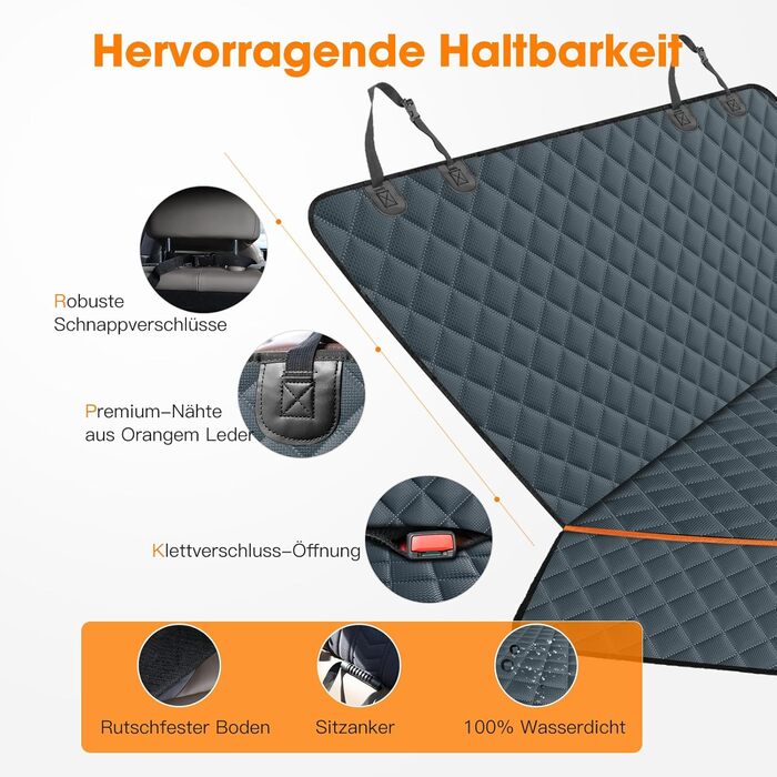 Автоматичний килимок для собак у машину JOEJOY, 137x120 см, чорний/сірий (захист від подряпин, вологості)